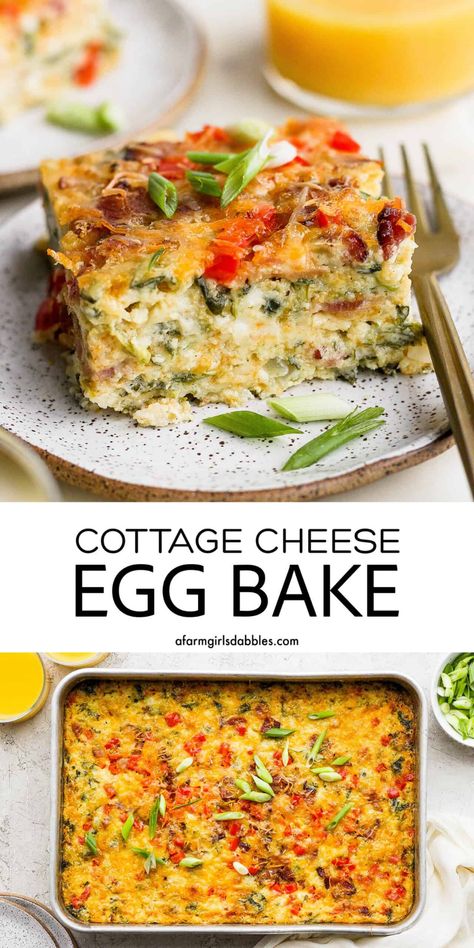 Cottage Cheese Egg Bake, Cheese Egg Bake, Cottage Cheese Recipes Healthy, Cottage Cheese Breakfast, Queso Cottage, Cottage Cheese Eggs, Baked Eggs Recipe, Bake Easy, Cheesy Eggs