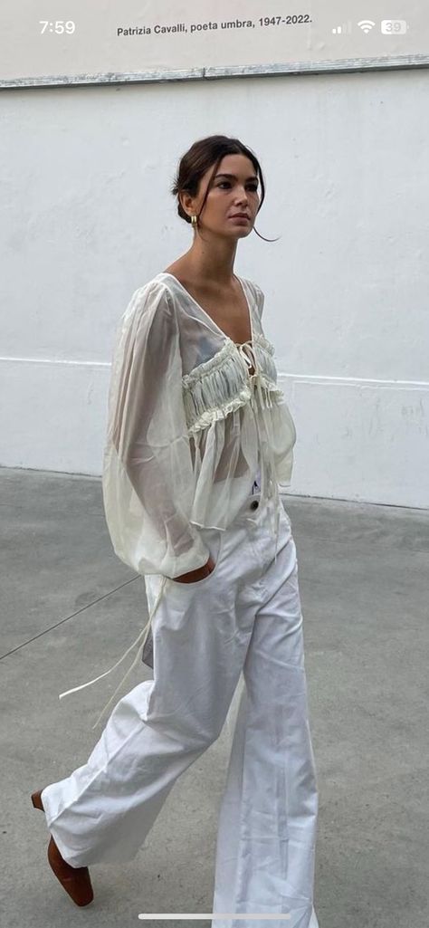 Future Clothing, Wardrobe Aesthetic, White Silk Top, Fashion Style Outfits, Future Clothes, Guest Attire, Boho Girl, Current Styles, Street Outfit