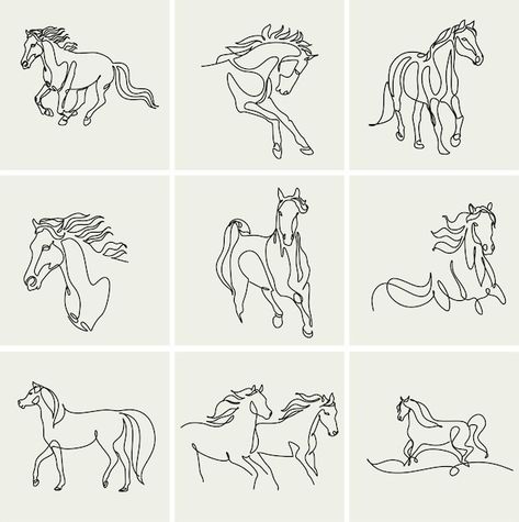 Horse Tattoo Line Art, Line Art Horse, Horse Line Art, Line Graphic, Horse Illustration, Icelandic Horse, Horse Tattoo, One Line Drawing, Horse Drawing