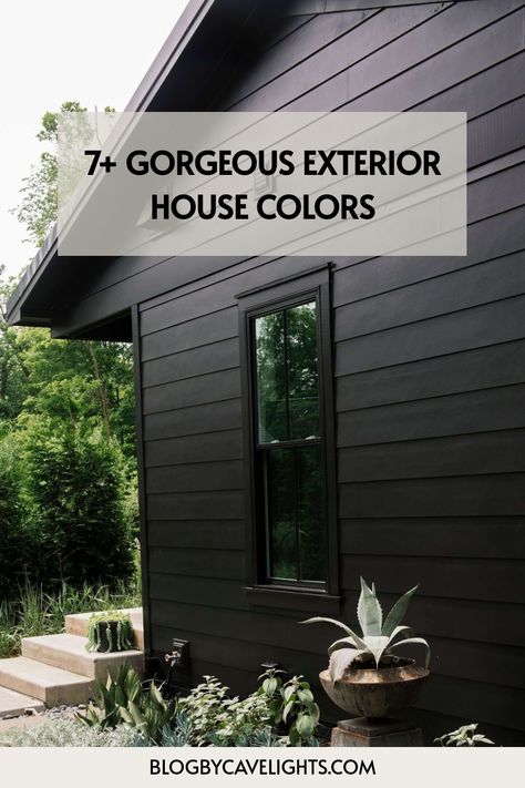 7 exterior house colors Houses With Brown Shingles, Bungalow Style Homes Exterior, Lava Rock House Exterior, Black House Wood Shutters, White Windows Exterior Colour Schemes, Black House Grey Roof, Dark Exterior Farmhouse Colors, White Black And Brown House Exterior, Black And Brown Exterior House