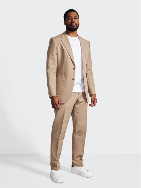 Make yourself the most charming man, no matter where you go. There is nothing more sophisticated or stylish than this classic beige solid cotton suit. Our Estivo Napoli collection features high-quality cotton, breathable, durable and comfortable. This suit features a notch lapel, providing a stylish and timeless look that can be worn for both formal and casual occasions. You will look great in this classic beige cotton suit, as you will feel confident and nothing will hold you back. Sand Suit, Ss23 Lookbook, Suit Socks, Beige Suit, Outfit Hombre, Beige Suits, Suit White, Charming Man, Socks Men