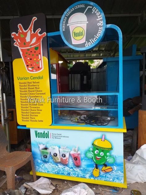 Food Stand Design, Stall Decorations, Gerobak Dorong, Bike Food, Bottle Logo, Cart Design, Food Van, Food Stand, Food Cart Design