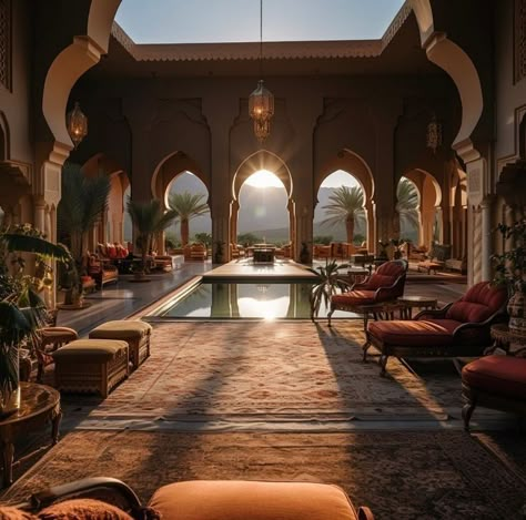 Arabian Mansion, Arab Mansion, Islamic House Design, Arabian House Design, Queen Indian, Arabian Architecture, Castle House Design, Moroccan Houses, Dreamscape Architecture