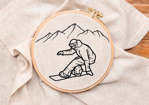 With the snowboarder embroidery template you can easily create the motif yourself - an ideal DIY project for winter lovers or a wonderful gift for creative crafters. The product is available as a digital download. With your purchase, you will receive your embroidery templates and detailed instructions. This way, you can embroider the motif shown - thanks to the detailed explanations, it is also ideal for beginners. The instructions include: * The embroidery template for printing or tracing * Explanation for the individual stitches * A shopping list: What do you need for embroidery? * Step-by-step instructions: hoop the fabric, transfer the template, etc. * Common beginner mistakes and tips on how to avoid them Additionally you need: * An embroidery frame * Embroidery thread in your desired Ski Embroidery, Winter Embroidery, Framed Embroidery, Embroidery Template, Frame Template, Embroidery Fabric, Digital Embroidery, Snowboarding, Embroidery Thread