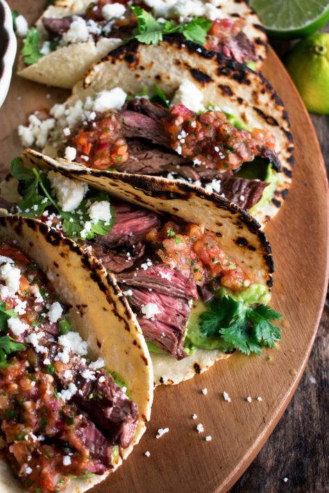 Tacos On Grill, Mexican Skirt Steak Recipes, Steak Tacos Recipes, Grill Tacos, Fancy Tacos, Steak Taco, Skirt Steak Tacos, Spicy Grilled Shrimp, The Original Dish