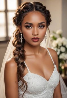 Wedding Makeup For Latinas, Mexican Wedding Makeup, Mexican Wedding Hairstyles, Maroon Dress Makeup, Wedding Hairstyles African American, Shadi Makeup, Hispanic Wedding, Brides Makeup, Makeup And Hairstyle