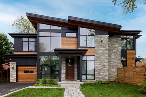 Modern House In Nature, House On Corner Lot, Exterior Siding Options, Modern Mountain House, Small Modern Home, House Plan Gallery, Modern Exterior House Designs, Interior Design Work, Casa Container