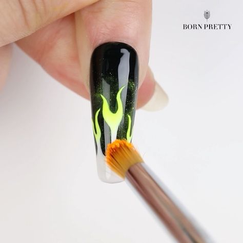 Flame Nail Tutorial, Flame Nails Tutorial, Nails Techniques, Nails Photos, Flame Nails, Black White Nails, Nails Tutorial, Best Nails, Nail Techniques