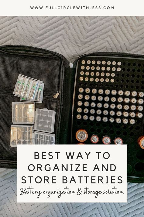 The best way to organize your batteries. Organzie your batteries for good. Battery Organization Storage, Battery Storage Ideas, Battery Organization, Battery Organizer, Battery Storage Organizers, Kitchen Declutter Organizing Ideas, Organize Batteries Junk Drawer, Home Organization Binders, Organization Hacks Bedroom