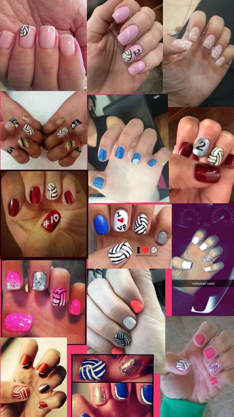 Nails For Volleyball Players, Volleyball Nails Designs, Volleyball Nail Art, Volleyball Nails, Blue Nail Designs, Short Nail Designs, Nails Inspo, Nails Designs, Nails Ideas