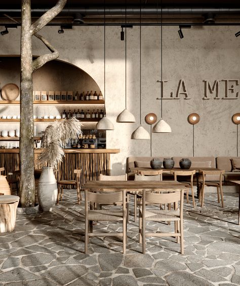 Yana Prydalna - Conceptual Restaurant Modern Restaurant Design, Casa Cook, Outdoor Restaurant Design, Coffee Shop Interior Design, Decoration Restaurant, Rustic Restaurant, Cafe Shop Design, Coffee Shops Interior, Casa Vintage