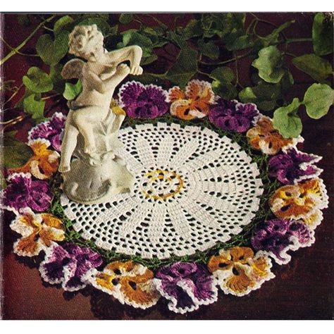 Vintage Knit Crochet Shop Talk: The Pansy Doily Pattern Crochet Pansy, Crochet Table Mat, Doily Pattern, Crochet Dollies, Steel Crochet Hooks, Crochet Shop, Vintage Crochet Pattern, Crochet Vintage, Pansies Flowers