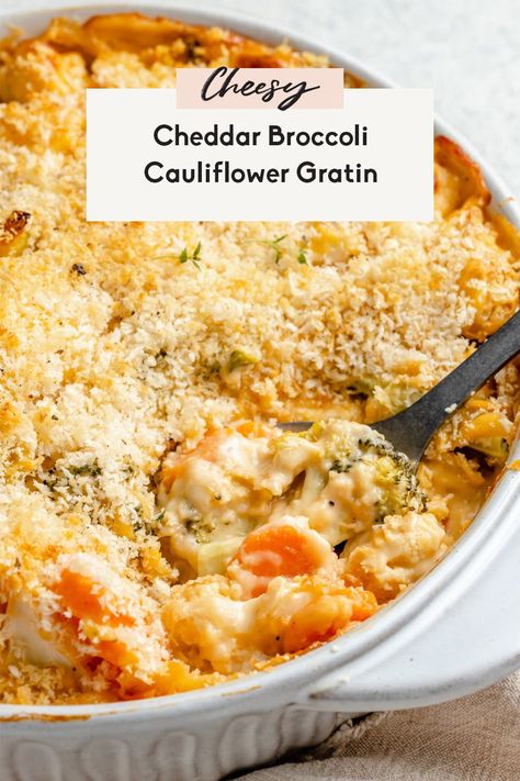 Cauliflower Carrots Recipes, Cheddar Broccoli Cauliflower Gratin, Broccoli Cauliflower Carrots Side Dishes, Broccoli Cauliflower Potato Casserole, Broccoli Gratin Recipes, Cauliflower And Broccoli Au Gratin, Recipes For Broccoli And Cauliflower, Veggie Gratin Recipes, Healthy Recipes With Cauliflower