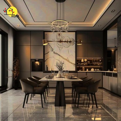 Modern Kitchen Dining Room Combo, Luxury Contemporary Living Room, Luxury Dining Room Mansions, Luxury Dining Room Table, Bali Concept, Penthouse Dining Room, Dining Room Table Ideas, Mansions Modern, Modern Luxury Dining Room