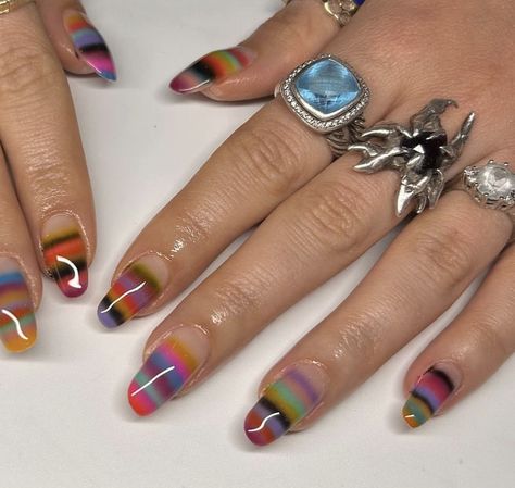 Loud Nails, Finger Bones, Prettiest Nails, Bday Nails, Rainbow Plaid, Tammy Taylor, Drip Or Drown, Nail Goals, Plaid Nails