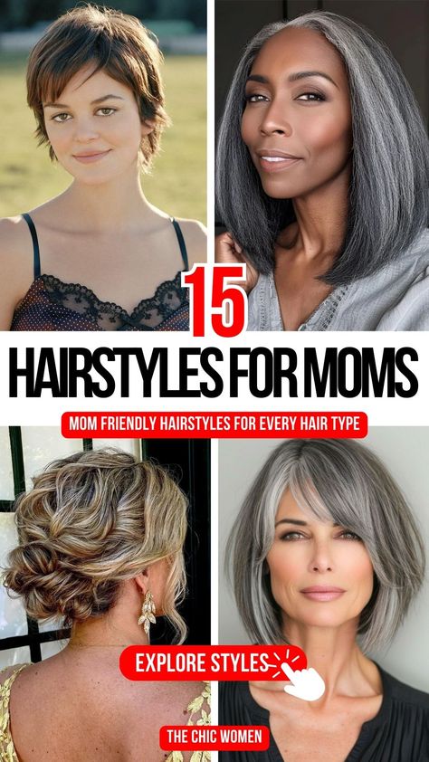 Mother’s Day Hairstyles for Busy Moms Moms Hairstyles, Hairstyles For Busy Moms, Easy Mom Hairstyles, Glamorous Curls, Day Hairstyles, Mom Hair, Elegant Updos, Stunning Hairstyles, Mom Hairstyles