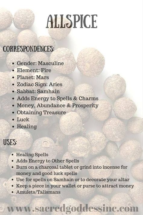 Magical Uses For - Allspice Good Luck Spells, Magickal Herbs, Witch Herbs, Creepy Vintage, Magic Herbs, Healing Spells, Magical Herbs, Wiccan Spell Book, Herbal Magic