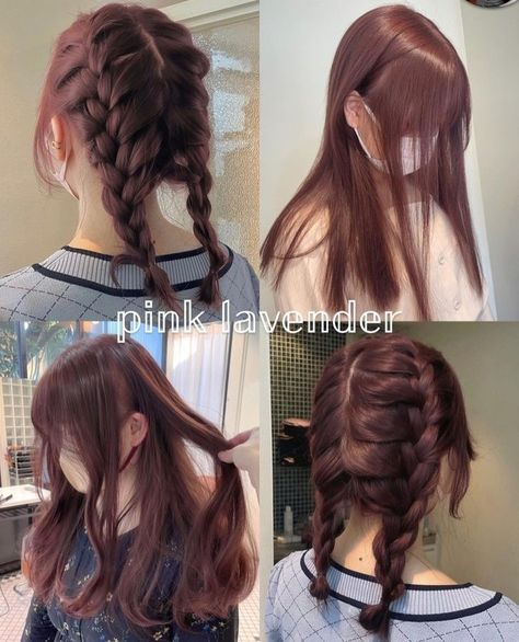 Pinkish Brown Hair, Rose Brown Hair, Hair Colors For Dark Hair, Lavender Hair Colors, Balayage Ideas, Korean Hair Color, Hairstyle Idea, Hair Inspiration Long, Hair Tint