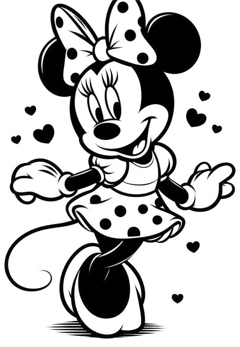 Minnie Mouse Silloute, Mickey Mouse Cartoon Drawing, Disney Clipart Black And White, Minnie Mouse Images Free Printable, Drawing Minnie Mouse, Minnie Drawing, Minnie Mouse Tattoo, Minnie Mouse Svg Free, Mickey Mouse Drawing