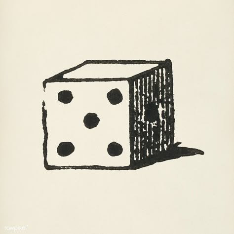 Dice icon from L'ornement Polychrome (1888) by Albert Racinet (1825–1893). Digitally enhanced from our own original 1888 edition. | premium image by rawpixel.com Vintage Dice Illustration, Dice Illustration, Dice Drawing, Vintage Dice, Arrow Illustration, Woodcut Tattoo, Arrow Icon, Arrow Drawing, Flash Design