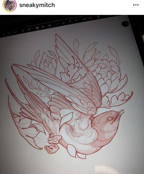 Neotraditional Bird Tattoo Design, Traditional Tattoo Reference, Beautiful Spine Tattoos, Neo Traditional Art, Bird Outline, Spine Tattoo Ideas, Neo Tattoo, Swallow Bird, Tattoo Style Drawings