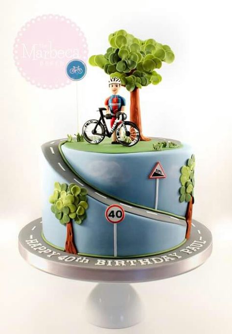 Bike cycling cake for boys.                                                                                                                                                                                 More Mountain Bike Cake, Cycling Cake, Bicycle Cake, Super Torte, Bike Cakes, Sport Cakes, Cake Decorating Ideas, Car Cake, Cakes For Men