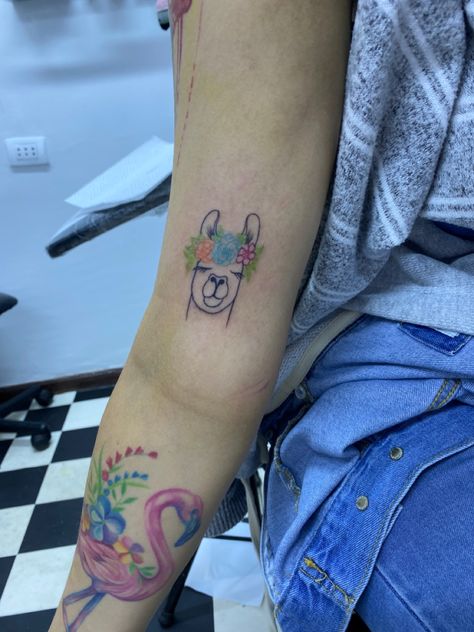 Mini Llama Tattoo, Mama Llama Tattoo, Llama Tattoo Small Cute, Minimalist Llama Tattoo, Simple Llama Tattoo, Llama Outline Tattoo, Lama On Trampoline Tattoo, Llama Tattoo, Paisley Drawing