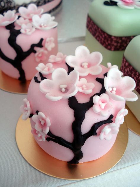 Cherry Blossom Cake, Cakes Decorated, Pastel Cupcakes, Mini Torte, Beautiful Cupcakes, Small Cake, Gorgeous Cakes, Fancy Cakes, Food Cakes