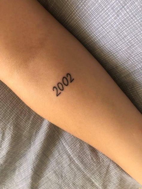 Made In 2002 Tattoo, 2002 Tattoo Design, 2002 Tattoo Ideas Women, Tattoo Ideas For Arms For Women, Small Inner Arm Tattoos For Women, 2002 Tattoo Ideas, Birthyear Tattoo, 2002 Aesthetic, Tattoos Simplistic