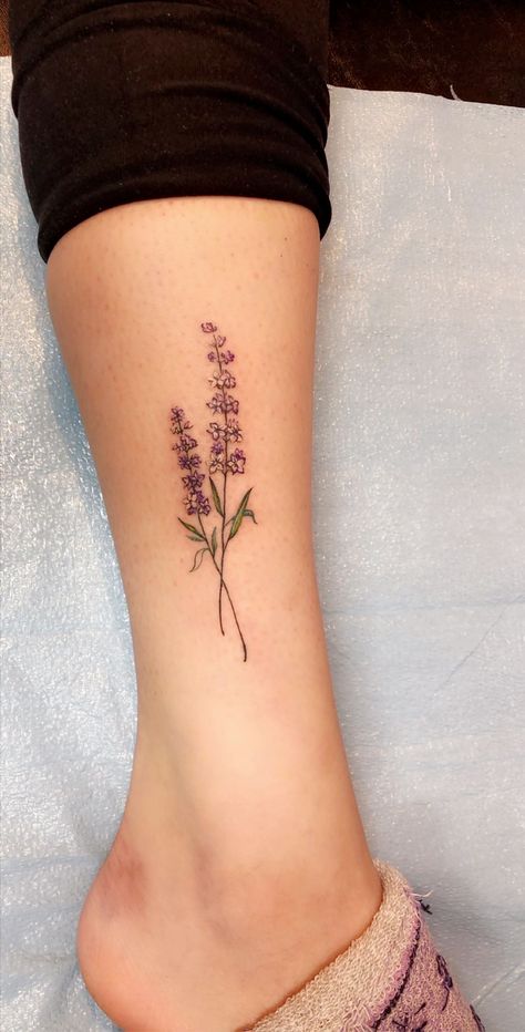 Flower Tattoos Lilacs, Tattoo Ideas Lilacs, Lilac Line Tattoo, Small Lower Leg Tattoos For Women, Lavender Tattoo Outline, Dainty Lilac Tattoo, Small Lilac Tattoo Simple, Lilac Flower Tattoo Simple, Lilocks Flower Tattoo