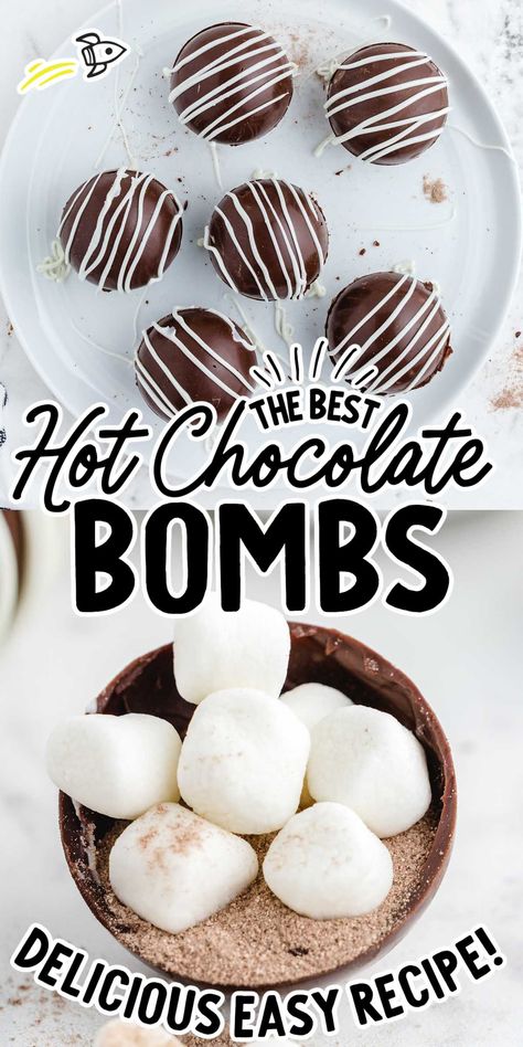 Hot chocolate bombs are spheres of rich chocolate filled with marshmallows and hot chocolate mix that make a delicious warm drink. Chocolate Balls Recipe, Hot Cocoa Mix Recipe, Xmas Recipes, Diy Hot Chocolate, Diy Hot Cocoa, Homemade Hot Cocoa, Coffee Style, Peanut Butter No Bake, Hot Chocolate Marshmallows