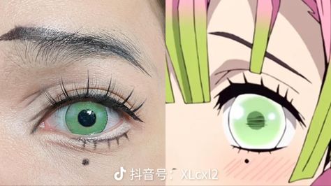 Mitsuri Eye Makeup, Mitsuri Kanroji Cosplay Makeup, Mitsuri Makeup Look, Mitsuri Cosplay Makeup, Mitsuri Kanroji Makeup, Mitsuri Makeup, Mitsuri Cosplay, Cosplay Makeup Tutorial, Anime Eye Makeup