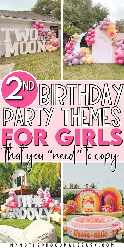 2nd birthday themes Baby Girl 2nd Birthday Theme Ideas, Two Bday Theme, Birthday Party Themes For 2nd Birthday, Kids 2nd Birthday Party Ideas, Summer Second Birthday Party Themes, Birthday Two Theme, Birthday Themes For 2nd Birthday, Birthday Theme For Two Year Old Girl, Birthday Party Two Year Old Girl