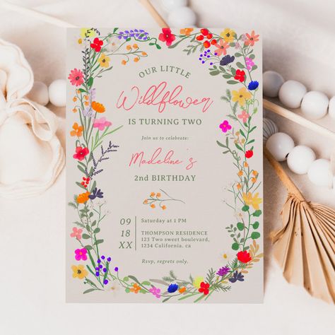 Flowers Theme, Colorful Wedding Invitations, Colorful Invitations, Baby In Bloom, Floral Stationery, Bright Boho, Boda Mexicana, 2nd Birthday Invitations, Flower Theme