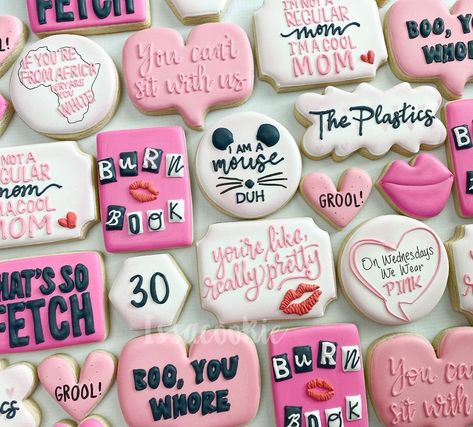 12birthday Party Ideas, Mean Girls Cookies Decorated, Mean Girls 13th Birthday Party, Mean Girls Cupcakes, 13 Going On 30 Cookies, Mean Girls Cake Ideas, Mean Girl Birthday Party, Mean Girls Bday Theme, Mean Girls Decorations