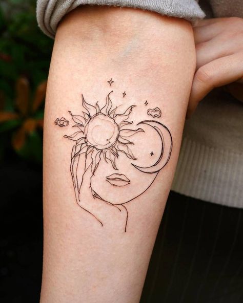 Miniature Tattoos, Names Tattoo, Font Tato, Artsy Tattoos, Sun And Moon Tattoo, Muster Tattoos, Forearm Tattoo Women, Feminine Tattoo, Thigh Tattoos Women