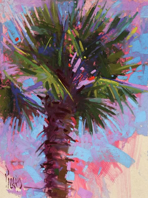 Revealing the beauty of God's creation through painterly landscapes. — Alain J Picard Landscape Pastel, Colorful Landscape Paintings, Abstract Tree Painting, Tropical Painting, Palm Trees Painting, Palm Tree Art, Florida Art, Pastel Landscape, Pastel Paintings