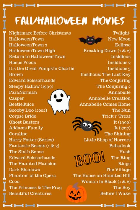 #fall #autumn #halloween #movies #fallmovies #fallmood #halloweenmovies Halloween Movie Playlist, Best Fall Movies List, Fall And Halloween Movies, Halloween Movies On Netflix Best, Fall Movie Watch List, Must See Halloween Movies, Fall Watchlist, Fall Time Movies, Iconic Halloween Movies