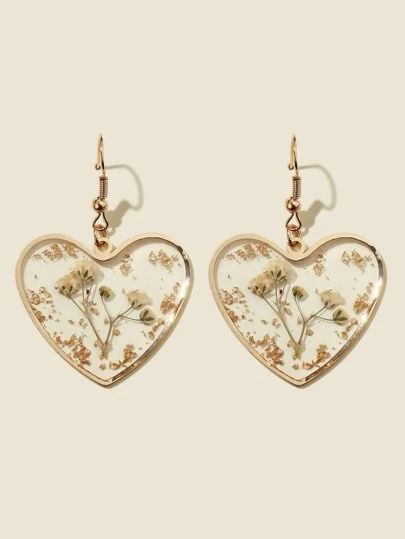 Earrings | Jewelry & Accessories | SHEIN USA Heart Dangle Earrings, Heart Shaped Earrings, Heart Drop Earrings, Styl Boho, Boho Stil, Gold Earrings Dangle, Flower Heart, Design Floral, Love Flowers