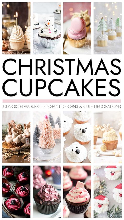 December Cupcake Flavors, Christmas Cupcake Designs, Christmas Cupcake Flavors, Christmas Cupcake Decorations, Cupcake Flavours, Chocolate Cherry Cupcakes, Chocolate Orange Cupcakes, Winter Cupcakes, Wine Cupcakes