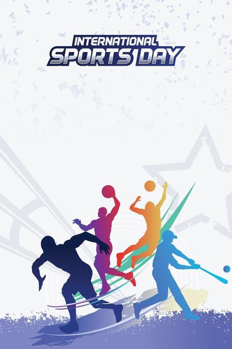 Sports Background Vector. International Sports Day Illustration, Graphic Design for the decoration of gift certificates, banners, and flyer Sports Day Flyer, Sports Day Images, Sports Day Background, International Sports Day, School Sports Posters, Sports Day Banner, Sports Day Poster, Sports Illustrations Art, Event Poster Design Inspiration