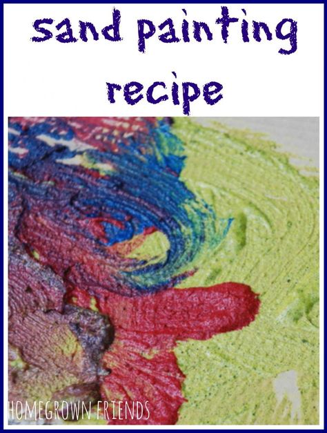 A fun painting experience that is easy to make!  Recipe included at Homegrown Friends. Homegrown Preschooler, Prek Art, Sensory Art, Summer Preschool, Sand Crafts, Preschool Arts And Crafts, Painting Activities, Sand Painting, Sand Art