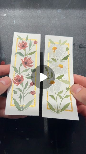 Watercolor Paintings For Beginners, Watercolor Bookmarks, Watercolor Painting Techniques, 10k Views, Rock Painting Art, Painting Lessons, Flower Doodles, Bookmarks Handmade, Painting Drawing