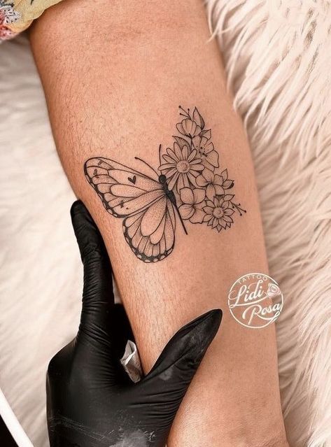 Butterfly Tattoos On Arm, Floral Thigh Tattoos, Telling Your Story, Hand Tattoos For Girls, Butterfly And Flowers, Butterfly Tattoos For Women, Forearm Tattoo Women, Pretty Tattoos For Women, Tatuaje A Color