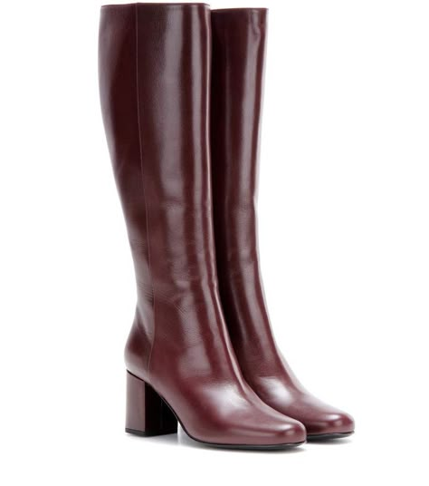 Red Knee High Boots, Saint Laurent Boots, Red Leather Boots, Bota Over, Real Leather Boots, Burgundy Boots, Leather Knee Boots, Leather Knee High Boots, Genuine Leather Boots