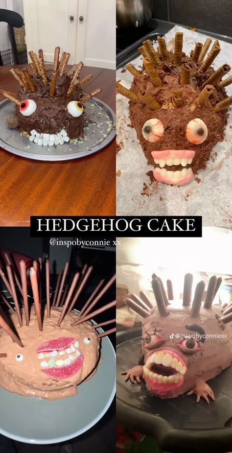 Goofy Cake, Ugly Cake, Backyard Halloween Party, Cake Disasters, Desserts Holiday, Friends Birthday Cake, Ugly Cakes, Hedgehog Cake, Cake Fails