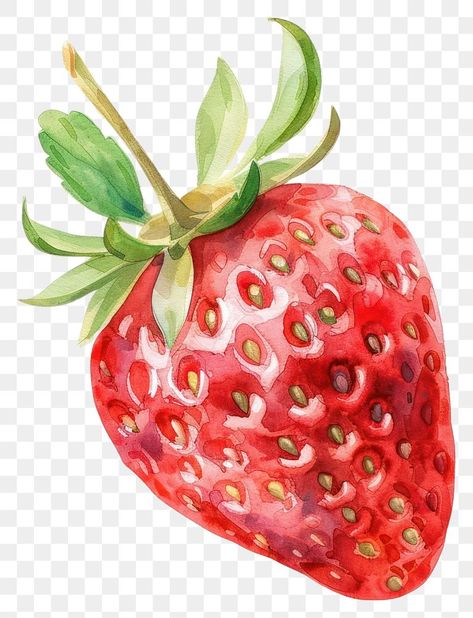 Strawberry Png Aesthetic, Strawberry Png, Strawberry Watercolor, Fruit Watercolor, Strawberry Art, Food Illustration Art, Vintage Png, Watercolor Food, Png Aesthetic