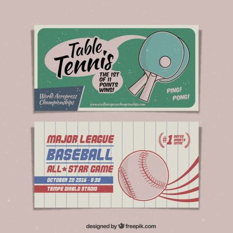 Hand drawn vintage table tennis and base... | Free Vector #Freepik #freevector #banner #vintage #hand #sport Baseball Banner, Sport Banner, Table Tennis, Ping Pong, Vintage Table, Premium Vector, Banners, Hand Drawn, Vector Free