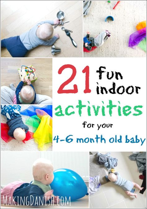 25 fun indoor activities for your 4, 5 and 6 month old baby that require very little preperation. Perfect for a fast set-up on rainy days #baby #acitivities #babyactivities #funforbabies #indooractivities #simplebabylife #babylife #parenthood #noprepgames 4 Month Baby Activities, 5 Month Old Baby Activities, 6 Months Old Activities, 6 Month Baby Activities, Baby Development Activities, 5 Month Old Baby, 4 Month Old Baby, 4 Month Baby, Tummy Time Activities