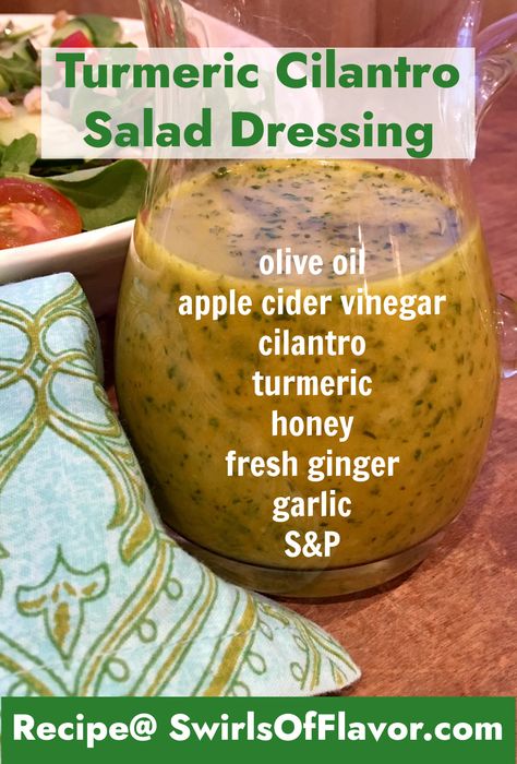 Turmeric Cilantro Vinaigrette is a homemade salad dressing recipe that combines the powerful and amazing turmeric with fresh cilantro and ginger. Our Cilantro Vinaigrette will add a burst of flavor to your salad, chicken, fish, vegetables and pasta. Blue Zone Salad Dressing, Cilantro Ginger Dressing, Tumeric Salad Dressing Recipes, Cilantro Lime Dressing Vinaigrette, Turmeric Vinaigrette, Healthy Cilantro Lime Dressing, Turmeric Salad Dressing, Cilantro Salad Dressing, Unbound Wellness Ginger Dressing